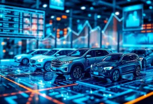 Abstract representation of ACV Auctions showcasing vehicle growth and technology