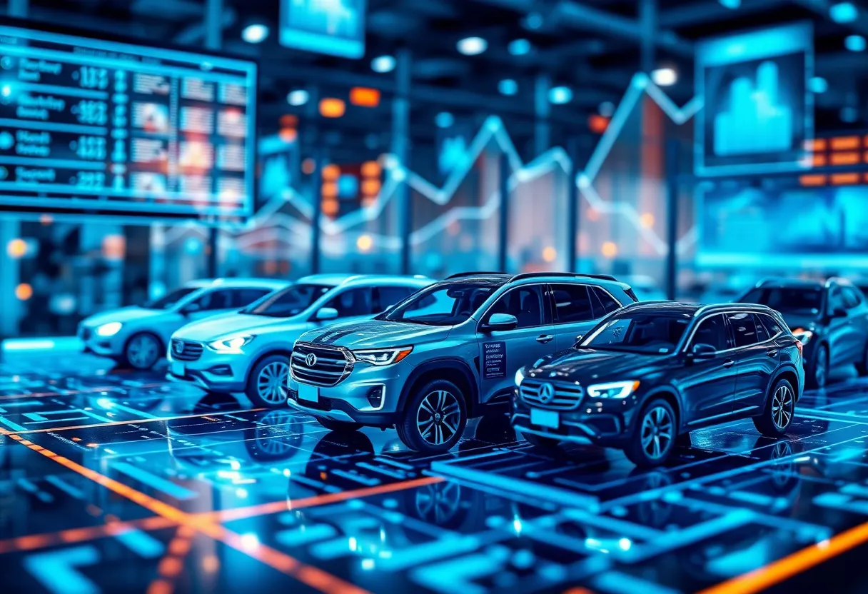 Abstract representation of ACV Auctions showcasing vehicle growth and technology