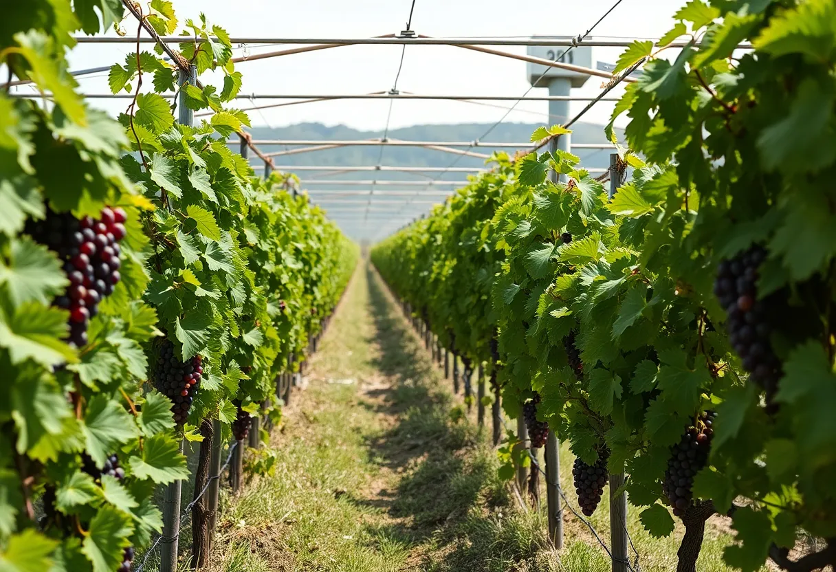 Advanced irrigation technology utilized in vineyards