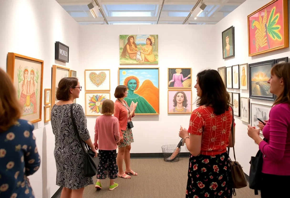 Interactive art exhibit celebrating women's contributions to the art world.