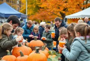 Families enjoying the Autumn Expo with fall activities