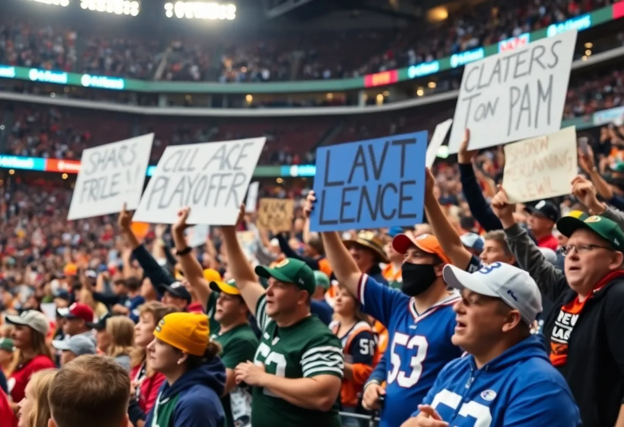 Buffalo Bills fans at Highmark Stadium rallying for player recovery