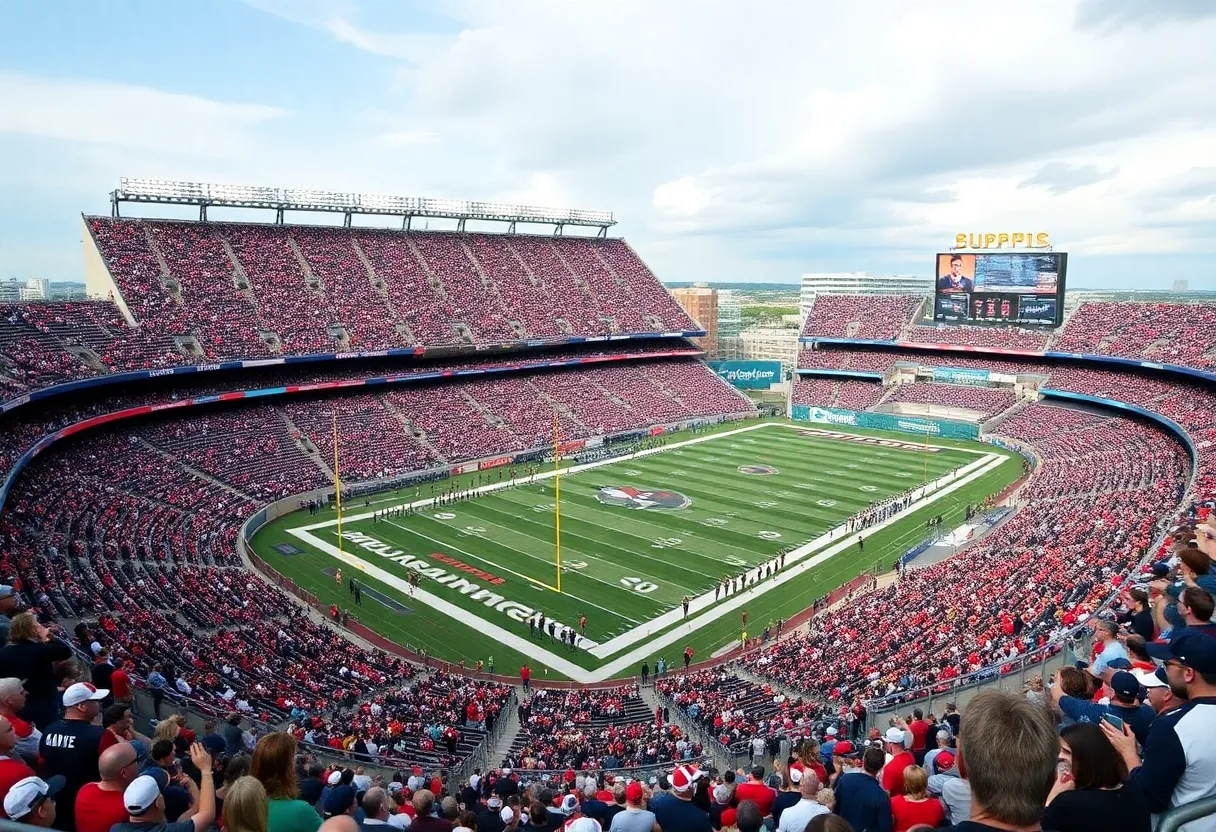 A bustling Highmark Stadium during a football game showcasing Buffalo sports culture.