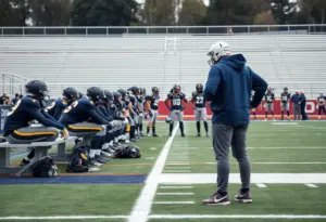 Buffalo Bills discuss strategy on the sidelines after a key player injury