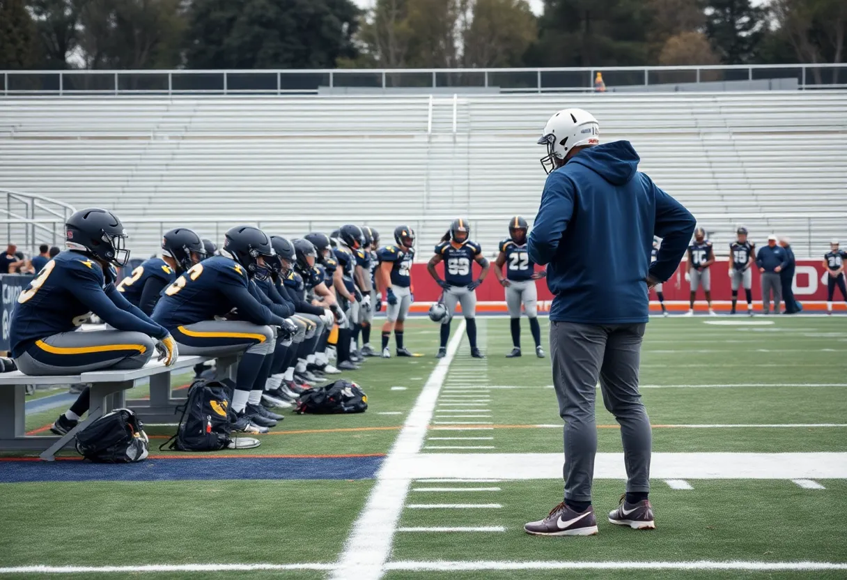 Buffalo Bills discuss strategy on the sidelines after a key player injury