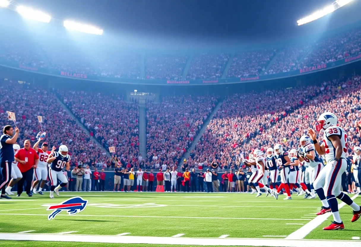 Buffalo Bills facing off against New England Patriots in an NFL game