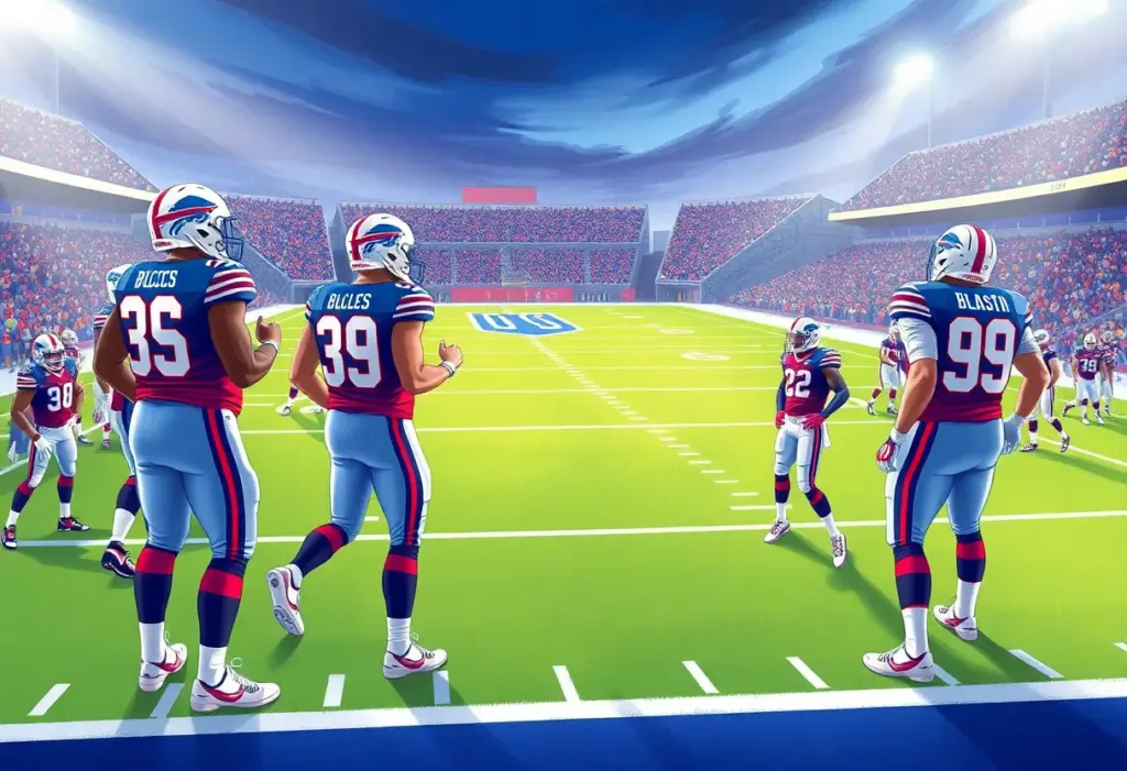 Buffalo Bills players celebrating on the field