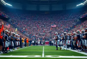 Fans cheering in the stadium during the NFL game between Buffalo Bills and Carolina Panthers.