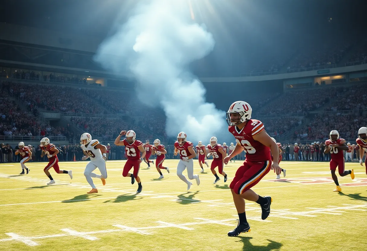Buffalo Bulls football players during a game