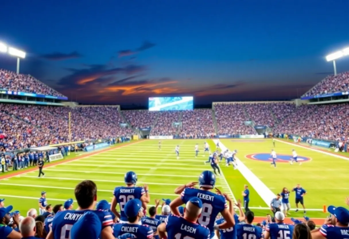 Buffalo Bulls football team in action during a game against Akron Zips