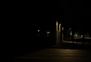 Silhouette of a small business with shadows portraying a break-in