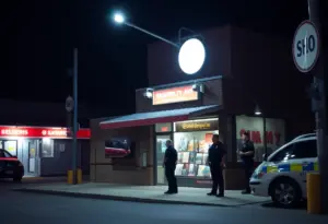Police officers at a local business for crime prevention