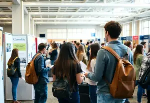 Students networking at the Buffalo career fair