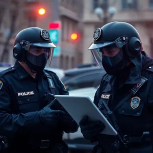 Law enforcement officers conducting a sting operation for child exploitation