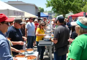 Attendees enjoying chili dishes at the Buffalo Chili Cook-Off