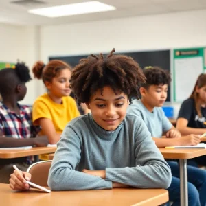 Students collaborating in a classroom without class rankings