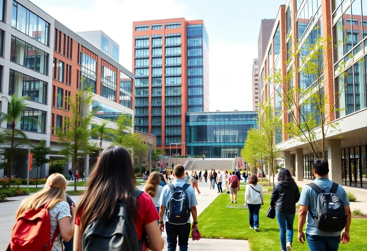 Conceptual image of a modern college campus in Buffalo.