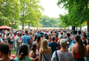 Outdoor concert in Ralph Wilson Park featuring live music and a festive atmosphere.
