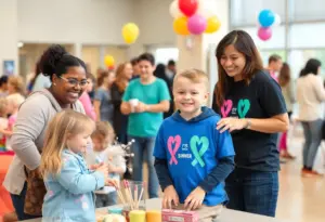 Families participating in Down Syndrome Awareness activities in Buffalo.