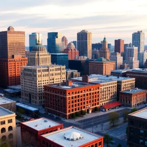 Downtown Buffalo showing mixed-use developments and historical architecture