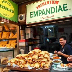 Empanada shop in Buffalo's Riverside neighborhood with customers.