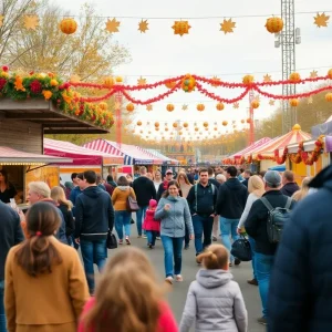Crowd enjoying Buffalo Fall Fest with food trucks and rides