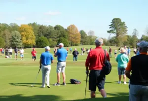 Participants playing golf at Ledger-Enquirer Park during the fall pro-am tournament