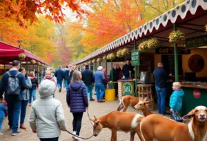 Families celebrating autumn at the Buffalo Zoo during fall events.