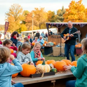 Families enjoying autumn activities at the Buffalo Falliday event
