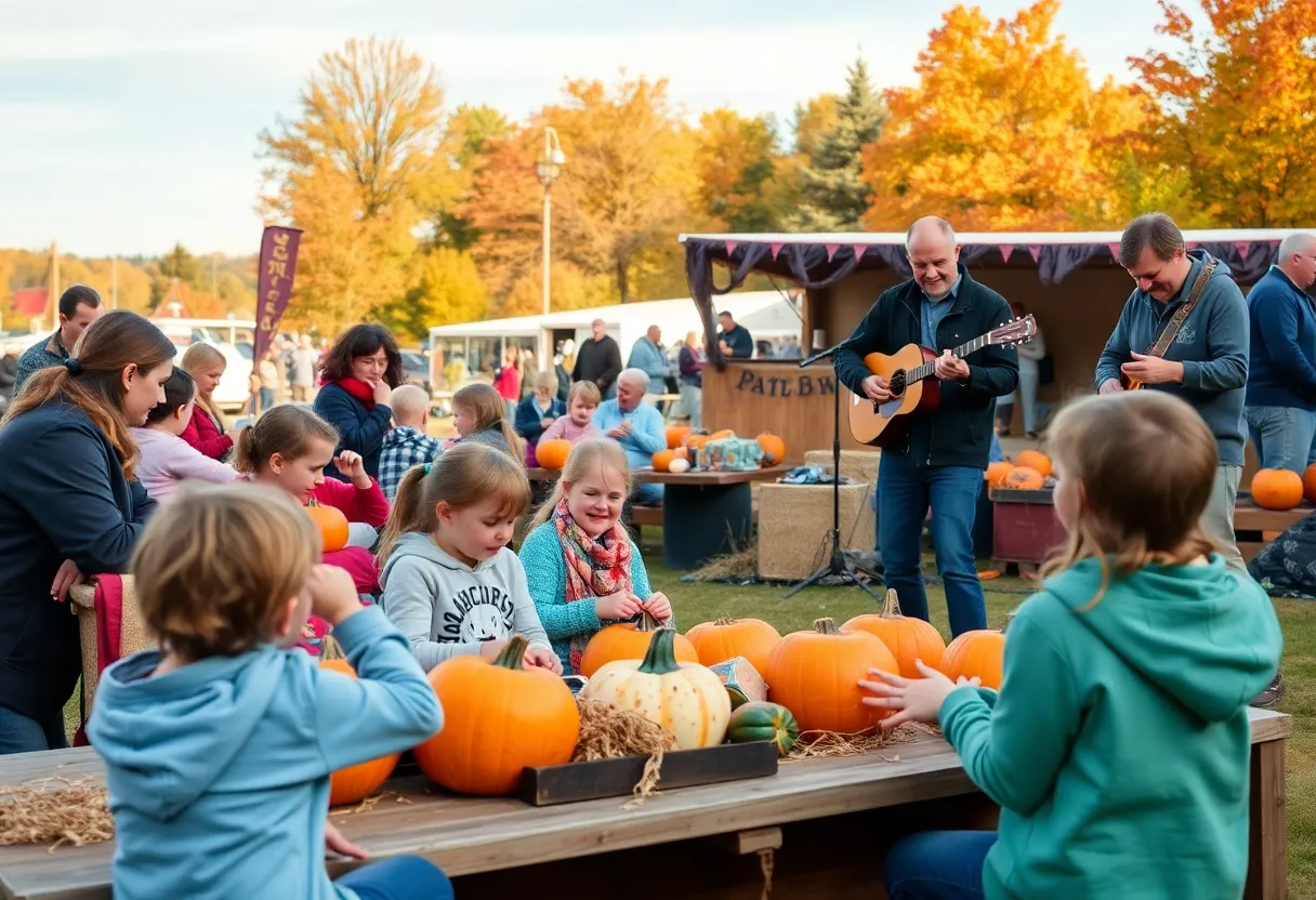 Families enjoying autumn activities at the Buffalo Falliday event
