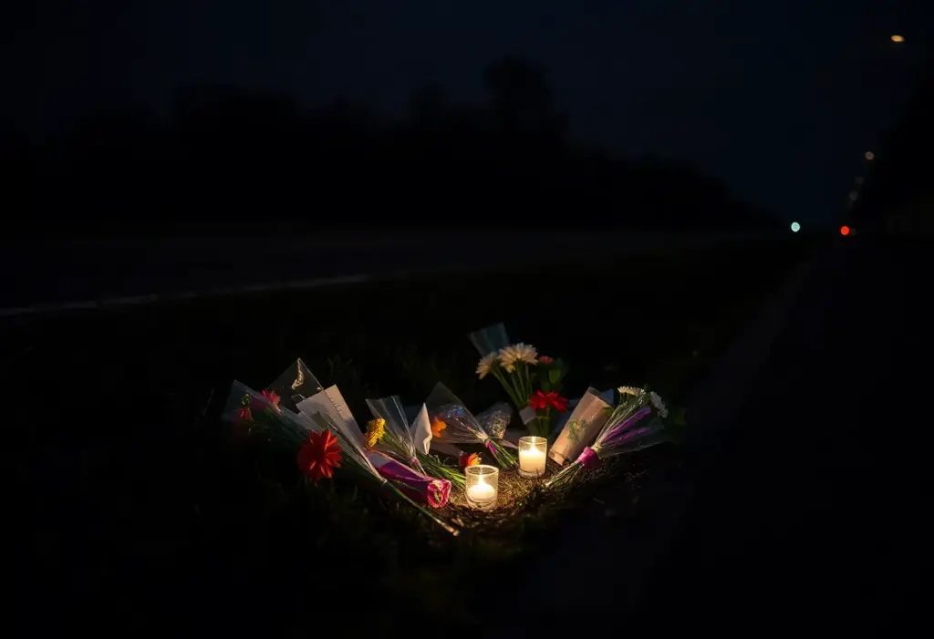 Memorial honoring the victim of the fatal crash on Union Road in Buffalo.