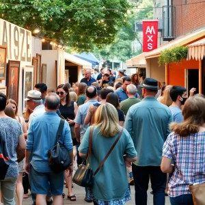 Scene from Buffalo's First Friday event showcasing art walks and live music.
