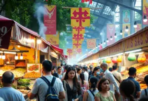 Scene from the Buffalo Food Festival showcasing food stalls and participants