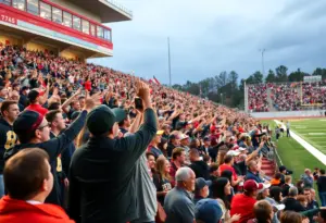 Fans celebrating Buffalo High School football team victory