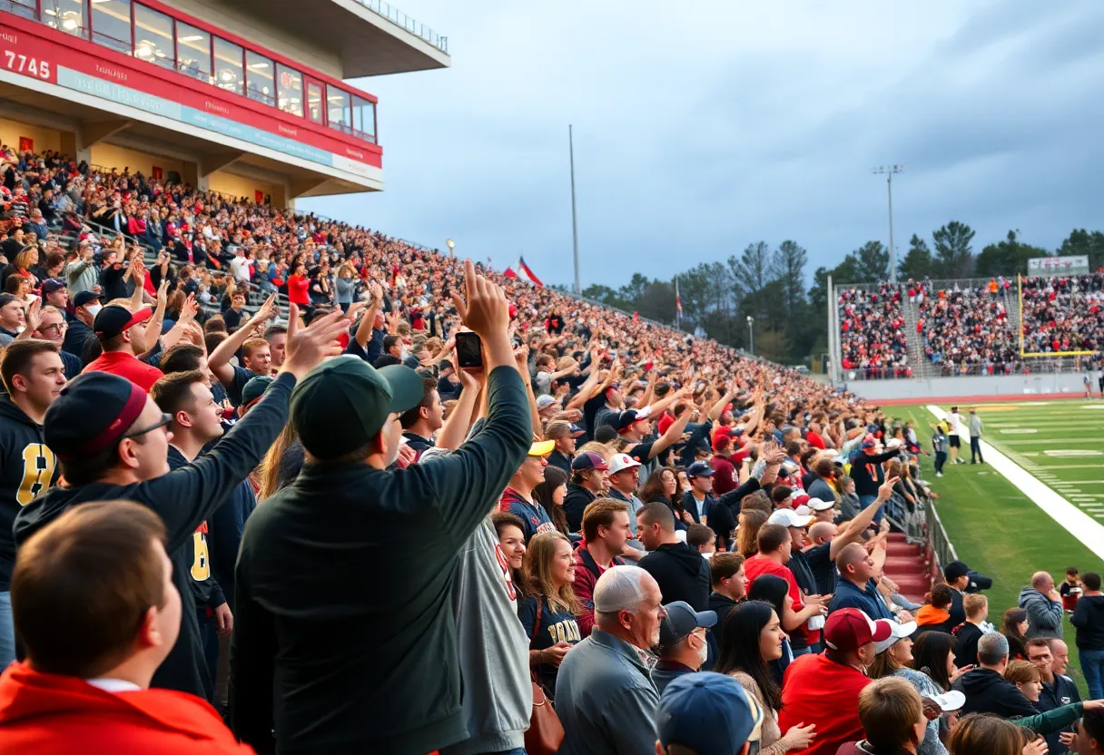 Fans celebrating Buffalo High School football team victory