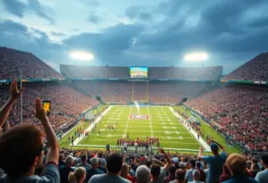 University at Buffalo football team in action during a game