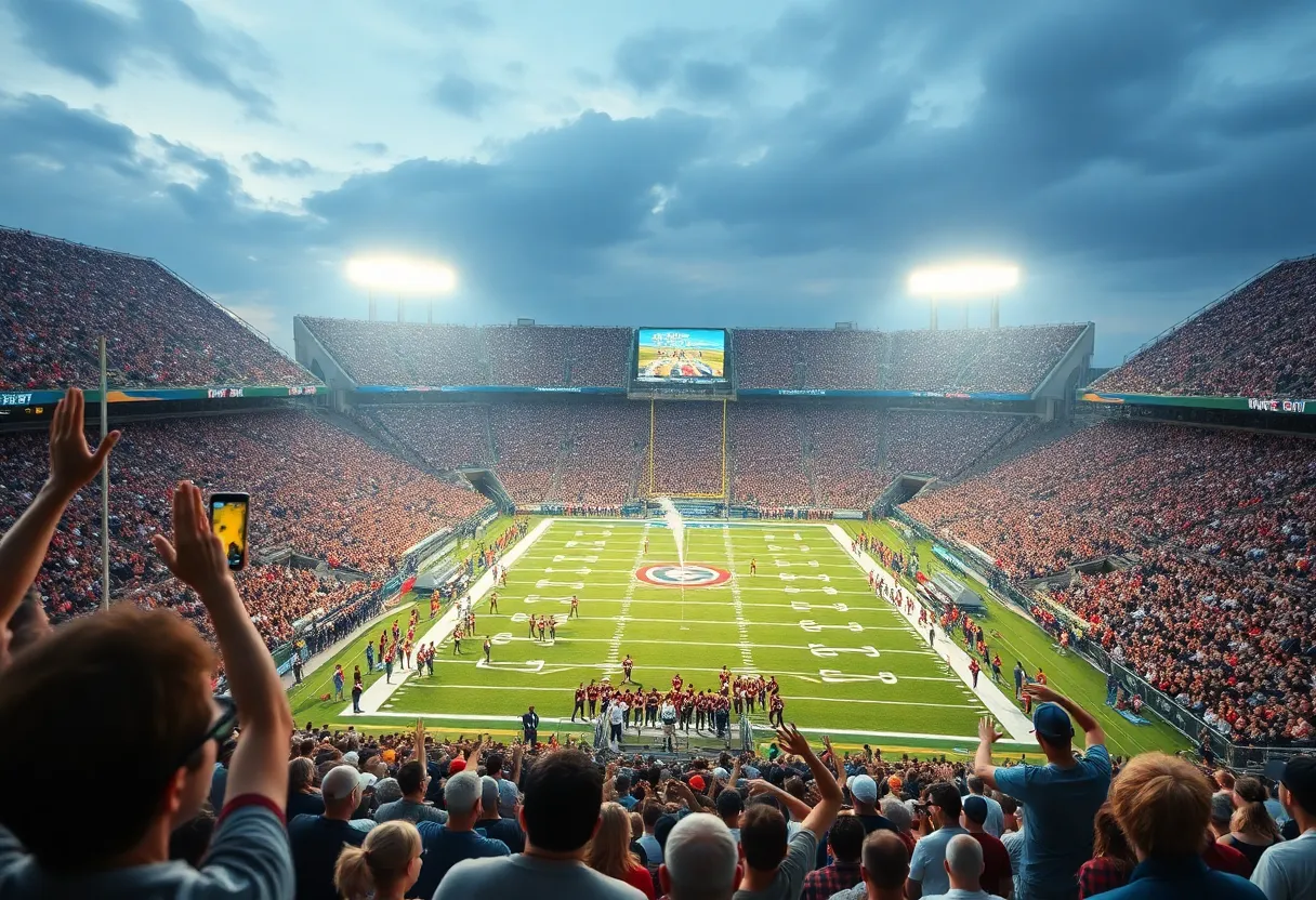University at Buffalo football team in action during a game