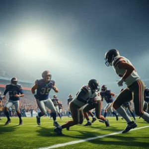 Buffalo football team celebrating an overtime victory