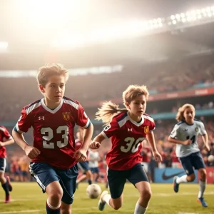 High school football players in action during a game in Buffalo, NY