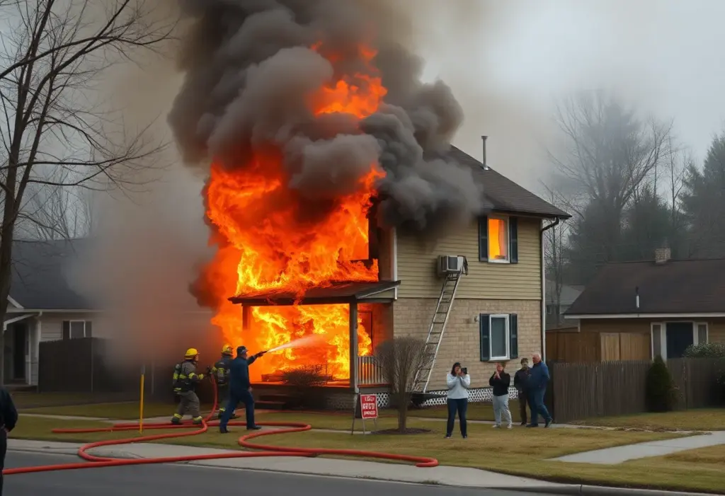 Firefighters responding to a house engulfed in flames in Buffalo