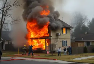 Firefighters responding to a house engulfed in flames in Buffalo