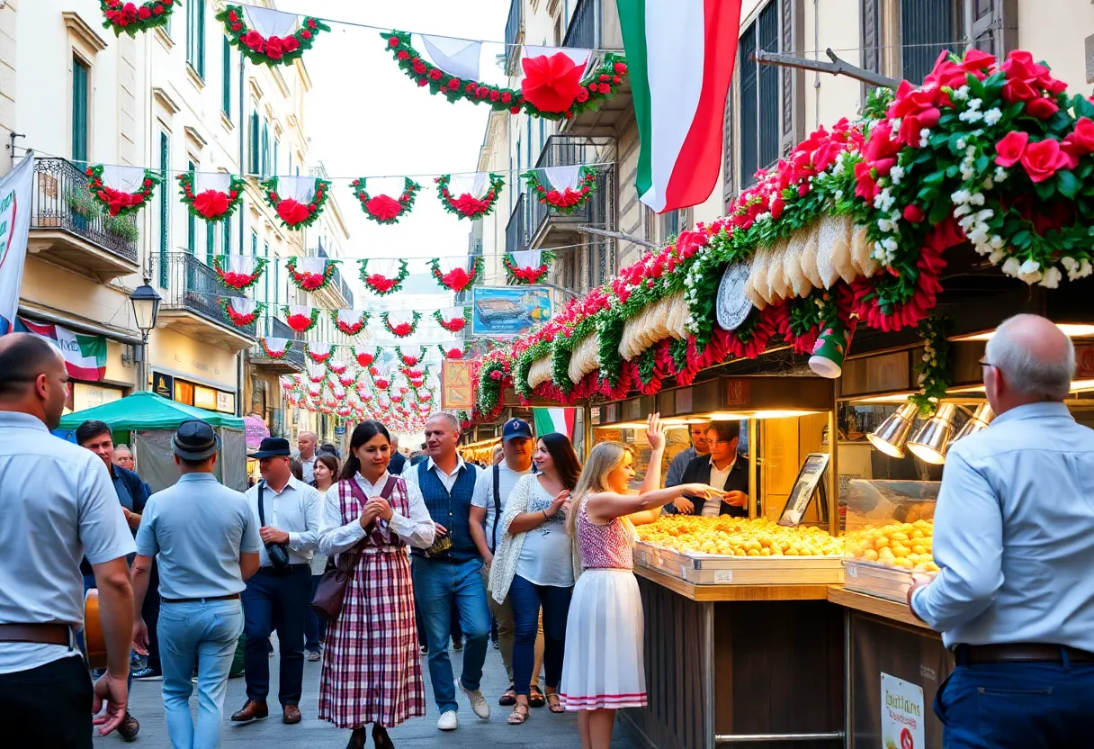 Buffalo Italian Heritage Month street festival with music and food stalls