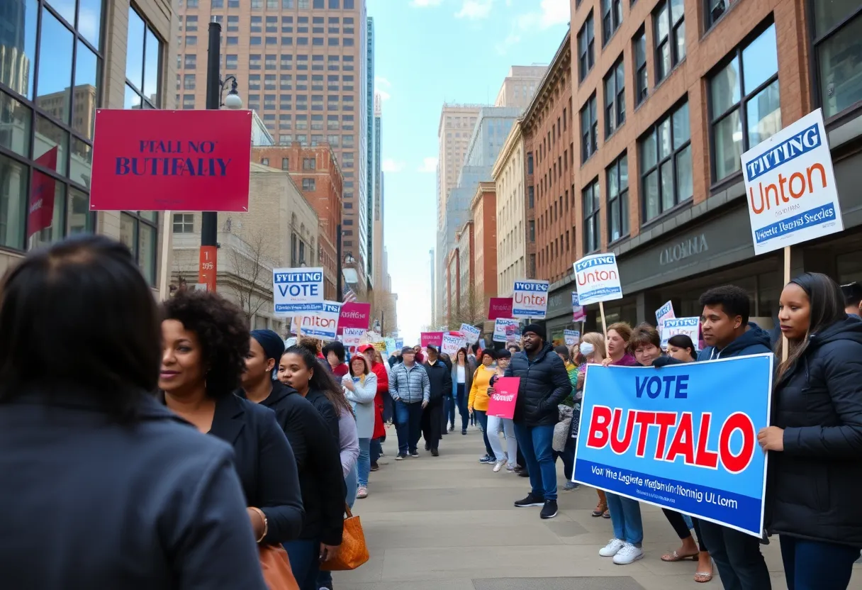 Community members participating in Buffalo's mayoral race campaign activities.