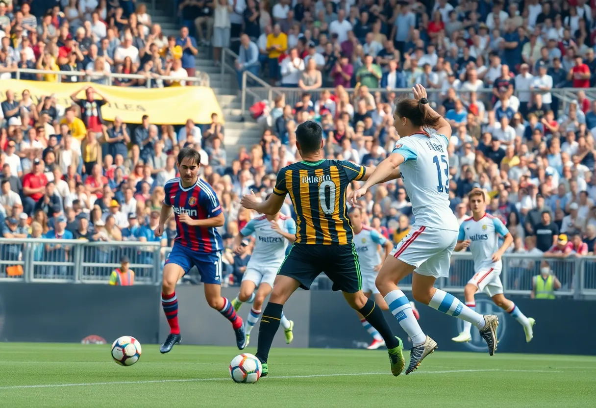 University at Buffalo men's soccer team celebrating victory
