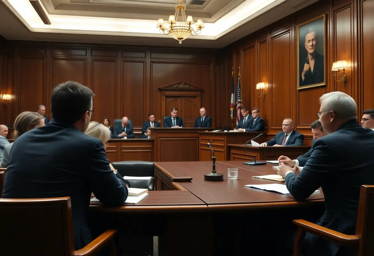 Courtroom scene during retrial for Buffalo murder case