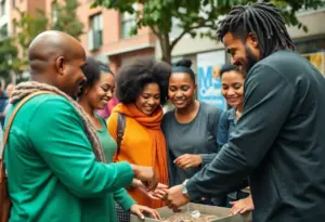 Community members engaging in a collaborative project for local development in Buffalo