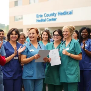 Nurses receiving recognition at the ceremony in Buffalo.