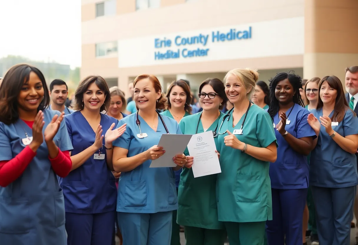 Nurses receiving recognition at the ceremony in Buffalo.