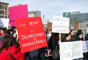 Participants in Buffalo protests advocating for democracy and transparency