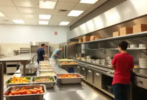 Interior of the new commissary kitchen of Buffalo Public Schools